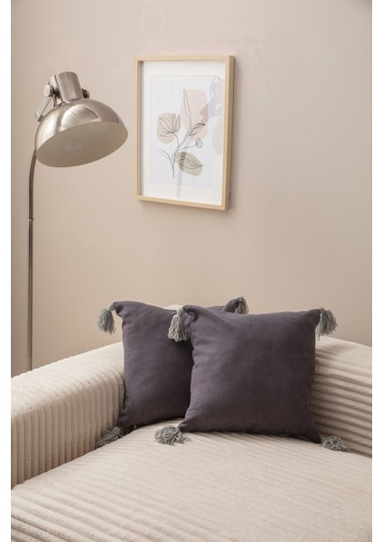 Home Home Design Ikili Dekoratif Püsküllü Kırlent Kılıfı Gri 43X43 fiyatları