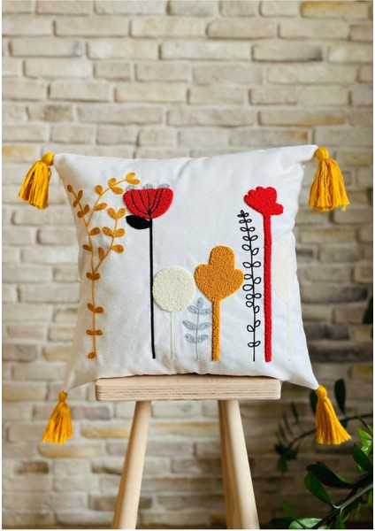 Home Tekli Dekoratif Punch Işlemeli Tasarım Kırlent Kılıfı