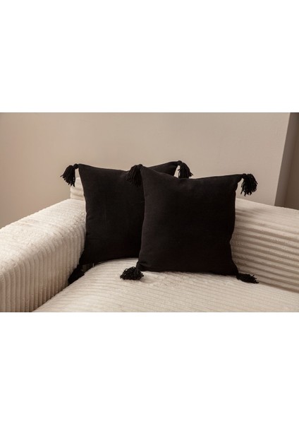 Home Home Design Ikili Dekoratif Püsküllü Kırlent Kılıfı Siyah 43X43 fiyatları