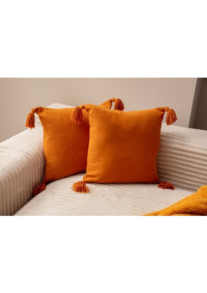Home Home Design Ikili Dekoratif Püsküllü Kırlent Kılıfı Hardal 43X43 fiyatları