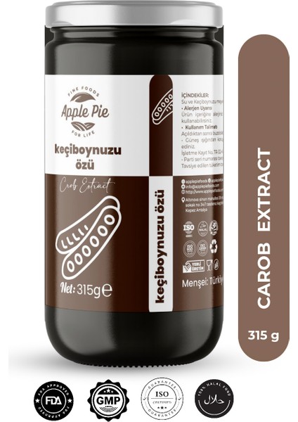 Applepiefoods Keçiboynuzu Özü 315 gr , Soğuk Sıkım , Koruyucusuz , Glutensiz , Vegan Ürün