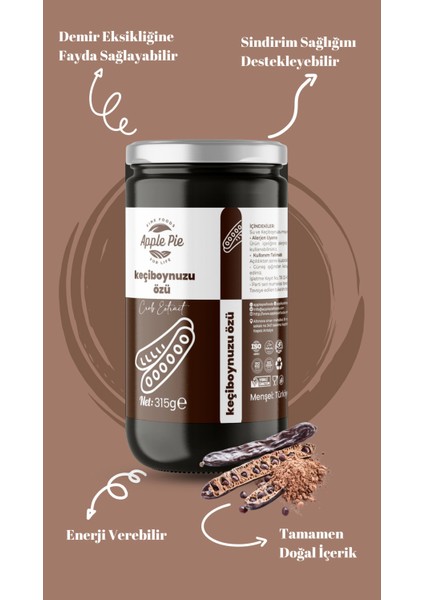 Applepiefoods Keçiboynuzu Özü 315 gr , Soğuk Sıkım , Koruyucusuz , Glutensiz , Vegan Ürün fırsatları