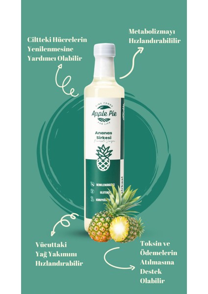 Applepiefoods Ananas Sirkesi 500 ml , Doğal Fermantasyon , Taze Üretim , Pineapple Vinegar fırsatları