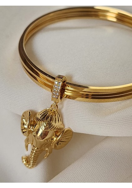 Charm Fil Bilezik Çelik Gold