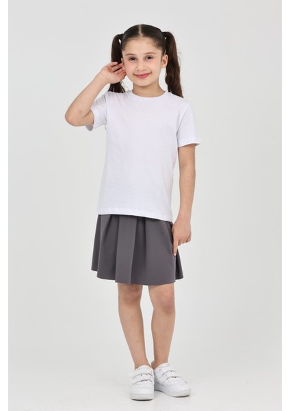 Kız Çocuk Düz Kısa Kollu Casual-Okul Basic T-Shirt fiyatları