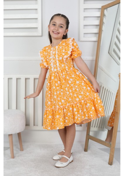 Şal Yaka Çiçek Desenli Elbise - Sarı (Dokuma Viskon) fiyatları