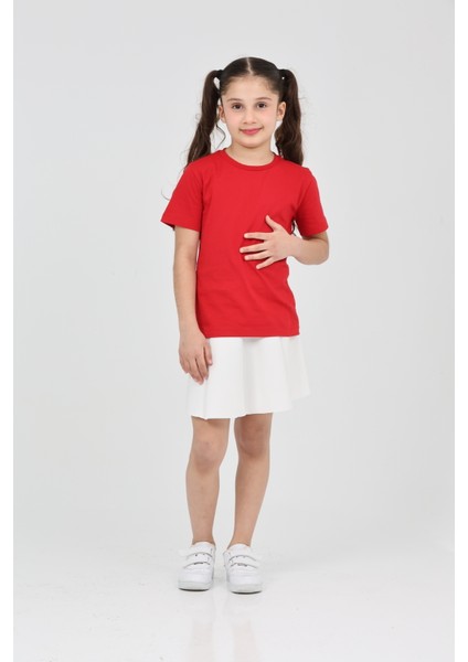 Kız Çocuk Düz Kısa Kollu Casual-Okul Basic T-Shirt fiyatları