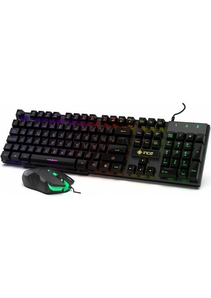 Inca IKG-448 USB Q Trk Rgb LED Aydınlatmalı Mekanik Hisli Siyah Gaming Klavye - Mouse Set