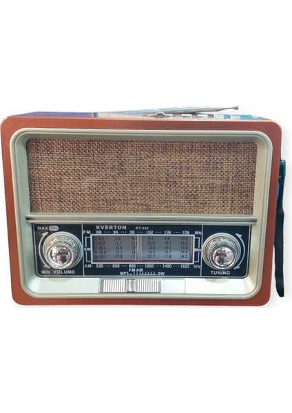 RT-359 Şajlı LED Fenerli Sonar Panelli Aux+Bluetooth+Tf Card+Usb Girişli Nostarji Radyo
