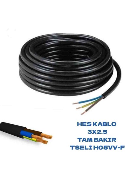 3x2.5 Ttr % Yüz Tam Bakır Kablo 50 Metre
