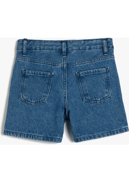 Pamuklu Yüksek Belli Örgü Detaylı Denim Şort fiyatları