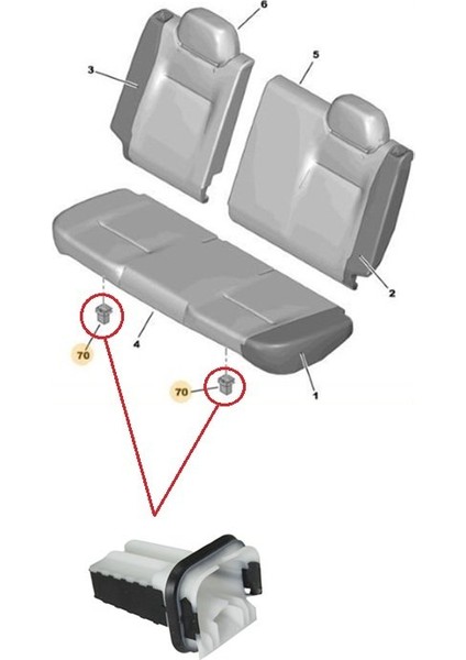 Arka Koltuk Altı Klips Segman Peugeot 301 208 Cıtroen C-Elysee C3 Cactus Opel Corsa F