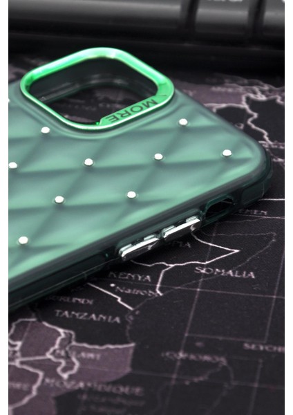 iPhone 12 Uyumlu Baklava Desenli Pırlanta Taşlı Sert Kapak Kılıf Zümrüt Yeşil fırsatları