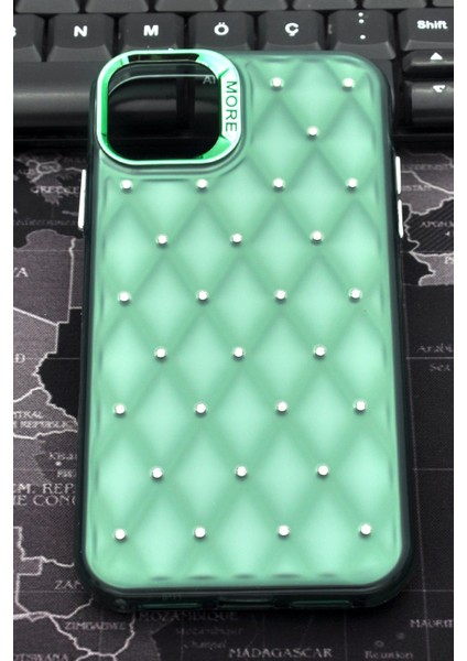 iPhone 11 Uyumlu Baklava Desenli Pırlanta Taşlı Sert Kapak Kılıf Zümrüt Yeşil fiyatları