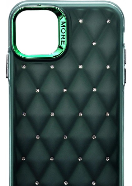 iPhone 11 Uyumlu Baklava Desenli Pırlanta Taşlı Sert Kapak Kılıf Zümrüt Yeşil indirimleri