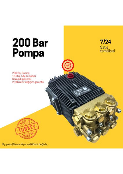 200 Bar Basınçlı Yıkama Makinası Pompası