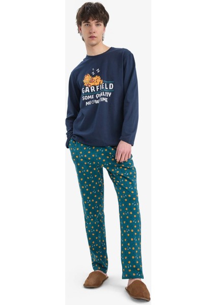Garfield Pijama Takımı Regular Fit Uzun Kollu Üst Esnek Belli Uzun Alt E0515AX25SP