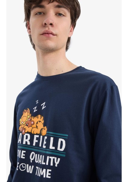 Garfield Pijama Takımı Regular Fit Uzun Kollu Üst Esnek Belli Uzun Alt E0515AX25SP