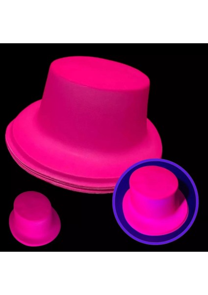 Neon Partisi Pembe Renk Plastik Fötr Şapka