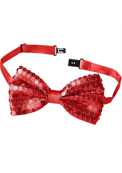 Gece Işıltısı Kırmızı Payetli Pullu Papyon 7x2 cm modelleri