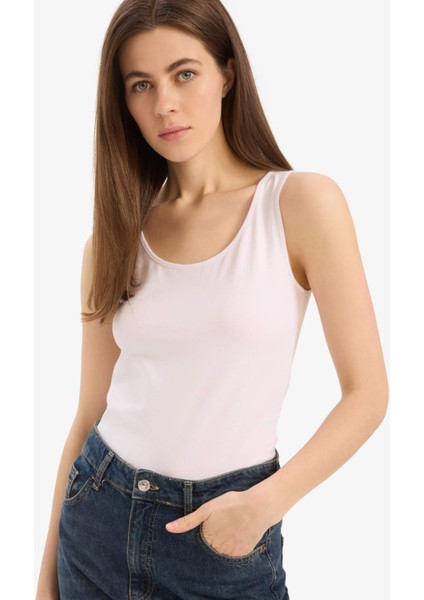 Slim Fit Dar Kesim Basic Düz Yuvarlak Yaka Atlet I1059AZ25SM