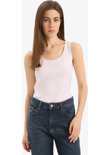 Slim Fit Dar Kesim Basic Düz Yuvarlak Yaka Atlet I1059AZ25SM
