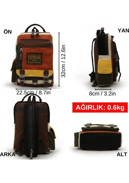 4012 Sarı Kırmızı Günlük Postacı Küçük Sırt Çapraz Omuz Askılı 14 Inç Laptop Pamuk Gabardin Çantası