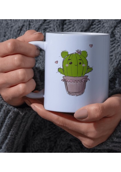 Kupa Bardak Kaktüs Tasarımlı Komik Dear Tasarım Beyaz Kupa Bardak Kutup Kitap