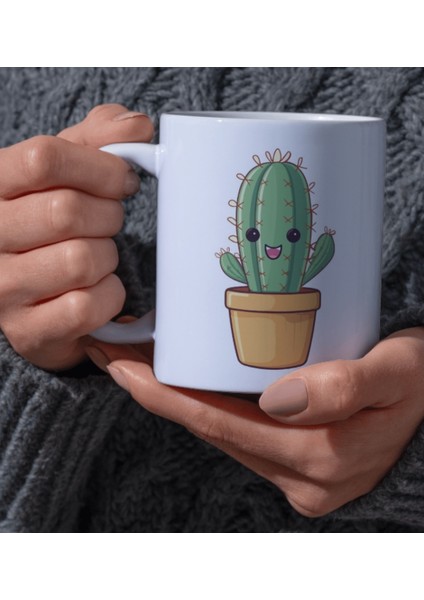 Kupa Bardak Kaktüs Tasarımlı Komik Dear Tasarım Beyaz Kupa Bardak Kutup Kitap