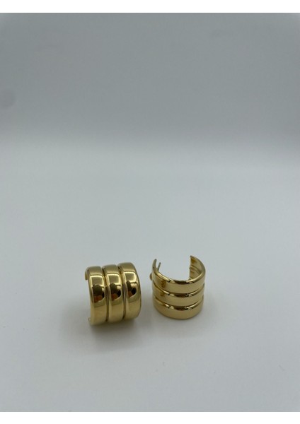3'lü Gold Çelik Küpe modelleri