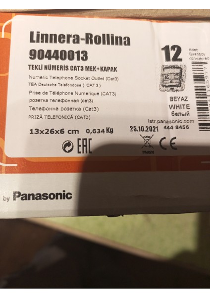 Linnera-Rollina 90440013 Tekli Nümeris Cat3 Mek+Kapak+Çerçeve Beyaz