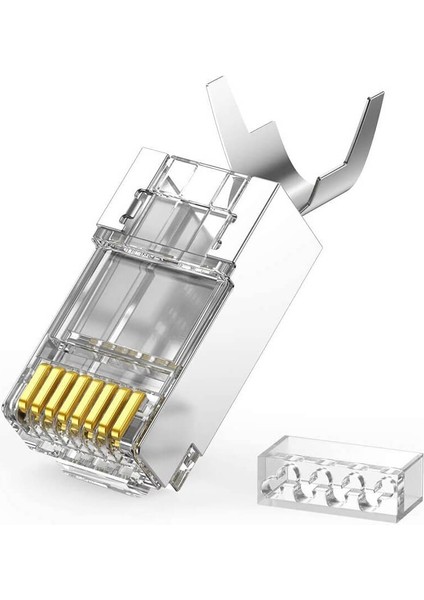 10 Adet - Cat7 CAT6A Ez Yeni Nesil RJ45 Ftp Delikli Metal Jak Konnektör