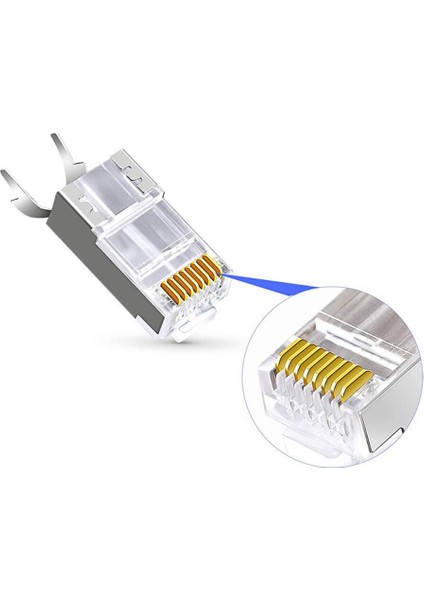 10 Adet - Cat7 CAT6A Ez Yeni Nesil RJ45 Ftp Delikli Metal Jak Konnektör