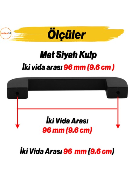 Zehra Kulp 96 mm Siyah Metal Mutfak Mobilya Çekmece Mutfak Dolap Dolabı Kulpları Kapak Kulbu 9.6 cm