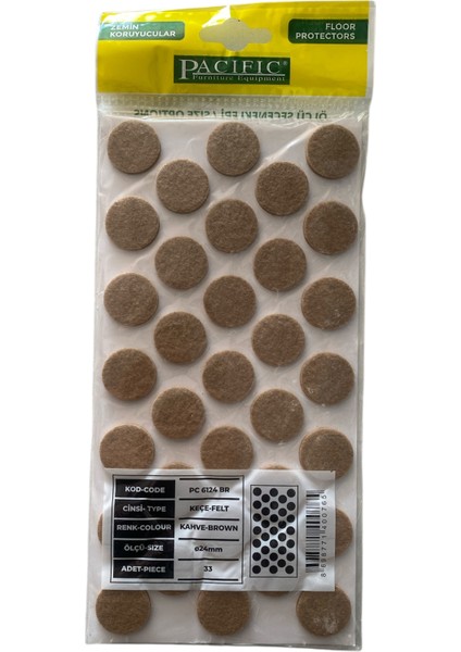 Yapışkanlı Keçe 24 mm Yuvarlak