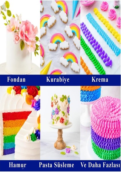 Renkli Gıda Boyası Sıvı 50 ml 6 Adet Su Bazlı Likit Renkli Sıvı Gıda Boyası Pasta Hamur Boyası Kek Fonda Yüksek Konsantr fiyatları