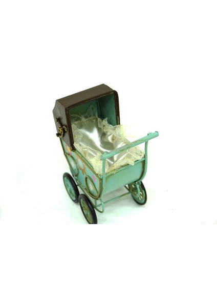 Dekoratif Metal Bebek Arabası Biblo Vintage Hediyelik