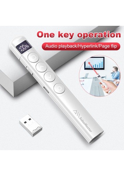 S7 Pointer Kablosuz Lazer Sunum Kalemi Şarjlı Dijital Led Ekran Şarj Edilebilir Sunum Kumandası Lazer Tak Çalıştır Şarjı Type-C USB Menzil 100-M