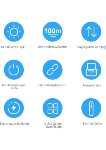 S7 Pointer Kablosuz Lazer Sunum Kalemi Şarjlı Dijital Led Ekran Şarj Edilebilir Sunum Kumandası Lazer Tak Çalıştır Şarjı Type-C USB Menzil 100-M