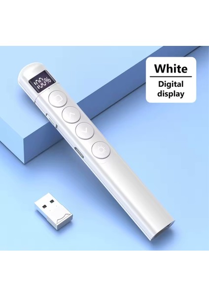 S7 Pointer Kablosuz Lazer Sunum Kalemi Şarjlı Dijital Led Ekran Şarj Edilebilir Sunum Kumandası Lazer Tak Çalıştır Şarjı Type-C USB Menzil 100-M