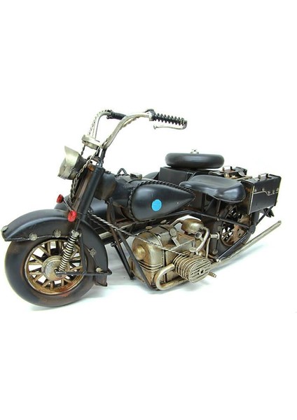 Dekoratif Metal Motosiklet Sepetli Biblo Dekoratif Hediyelik