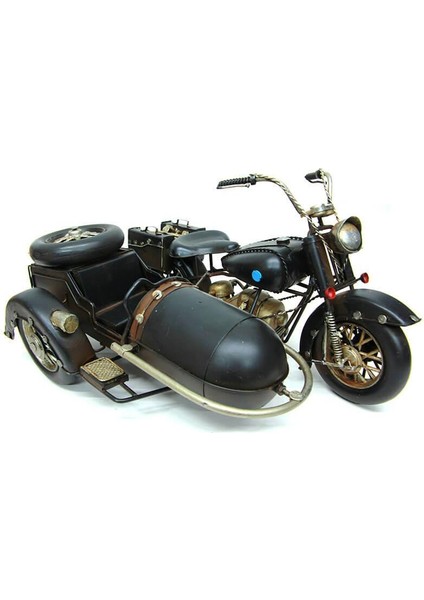 Dekoratif Metal Motosiklet Sepetli Biblo Dekoratif Hediyelik