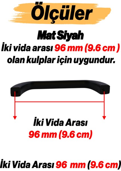 Göksu Kulp 96 mm Siyah Metal Mutfak Mobilya Çekmece Mutfak Dolap Dolabı Kulpları Kapak Kulbu 9.6 cm