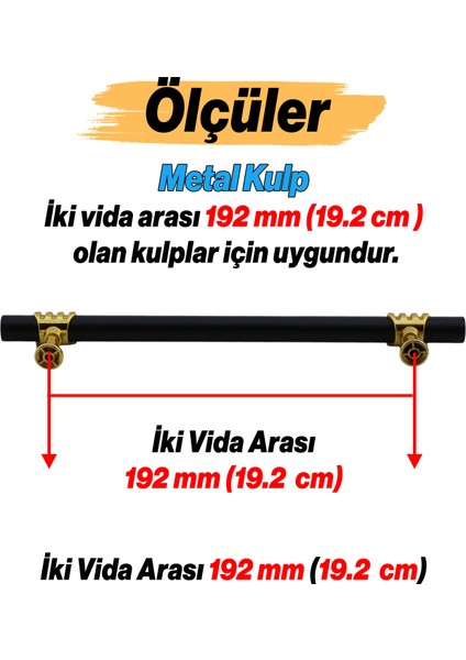 Eylül Mobilya Mutfak Dolabı Çekmece Dolap Kulpları Kapak Kulbu Siyah Altın 192 mm Metal Kulp
