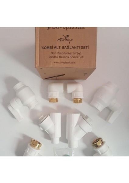Save Kombi Alt Bağlantı Seti 8'li Dirsekli