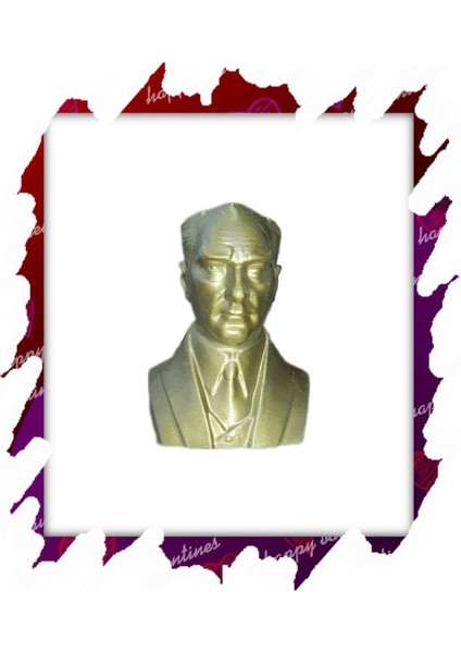 Parlak Gold Plastik Atatürk Heykeli Biblo 10.5x 8.5 cm Özel Tasarım
