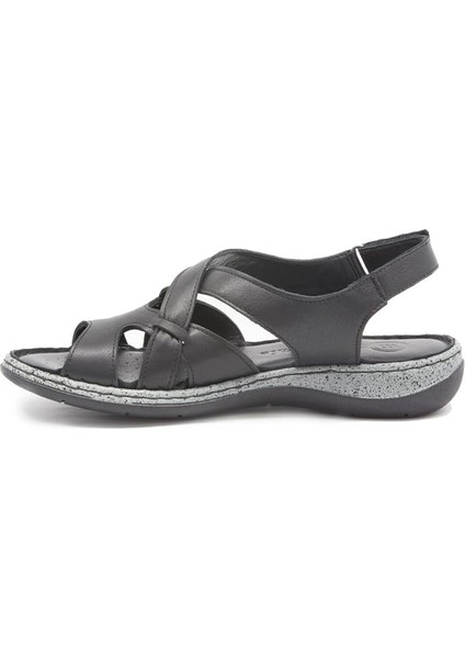 D25YS-2535 Kadın Deri Comfort Sandalet Siyah modelleri