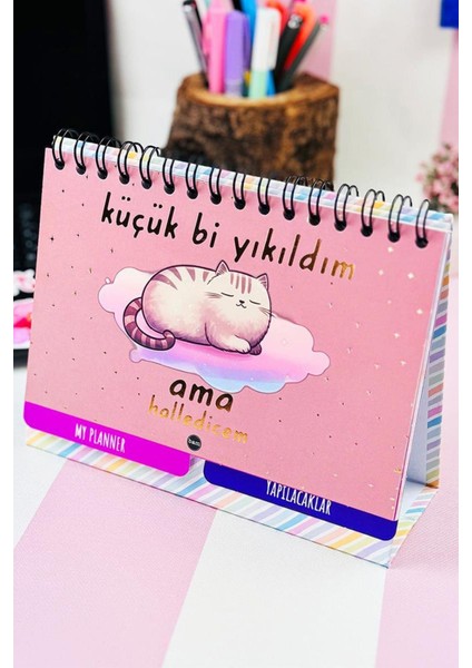 Küçük Bi Yıkıldım Tasarımlı Yeni Nesil Masa Üstü Planner 2 Sayfa Sticker