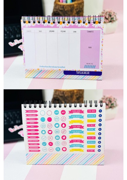 Küçük Bi Yıkıldım Tasarımlı Yeni Nesil Masa Üstü Planner 2 Sayfa Sticker