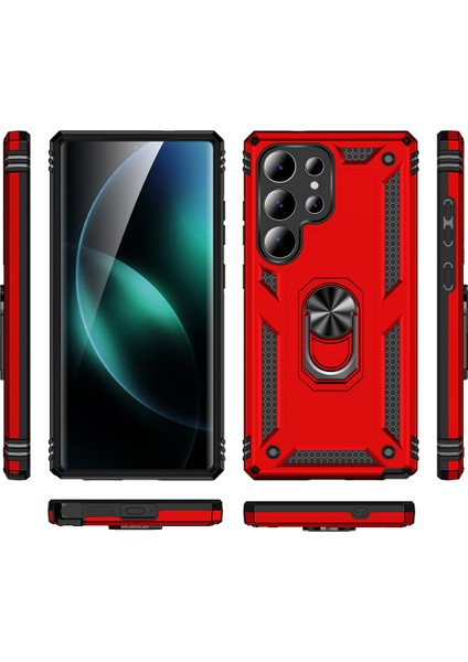 Samsung Galaxy S25 Ultra Uyumlu Kılıf 3D Kamera Korumalı Yüzüklü Standlı Ultra Koruma fiyatları